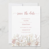 Eenvoudige Wildbloemen Boho Bruiloft Save The Date (Voorkant)