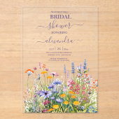 Eenvoudige Wildbloemen Botanische Tuin Vrijgezelle Acryl Uitnodigingen (Voorkant)