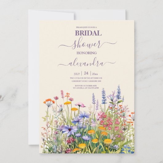 Eenvoudige Wildbloemen Botanische Tuin Vrijgezelle Kaart (Voorkant)