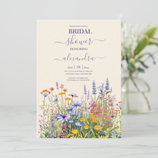 Eenvoudige Wildbloemen Botanische Tuin Vrijgezelle Kaart (Staand voorkant)