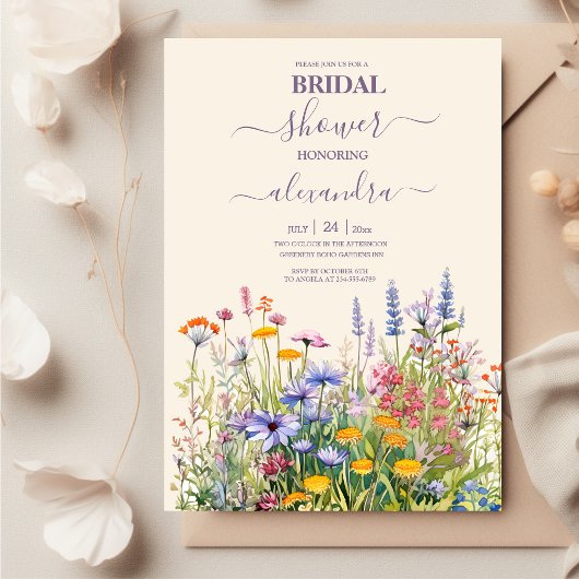 Eenvoudige Wildbloemen Botanische Tuin Vrijgezelle Kaart