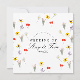 Eenvoudige Wildbloemen Hand Drawn Weduwschap Dank 