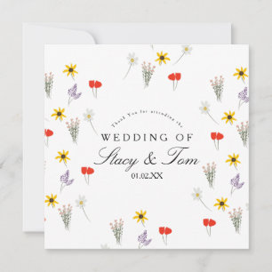 Eenvoudige Wildbloemen Hand Drawn Weduwschap Dank 