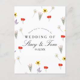 Eenvoudige Wildbloemen Hand Drawn Weduwschap Dank  Briefkaart