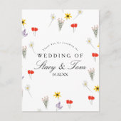 Eenvoudige Wildbloemen Hand Drawn Weduwschap Dank Briefkaart (Voorkant)