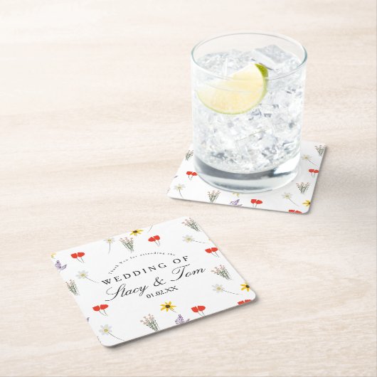 Eenvoudige Wildbloemen Hand Drawn Weduwschap Dank  Kartonnen Onderzetters (Insitu)