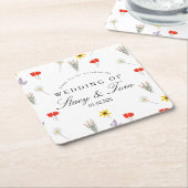 Eenvoudige Wildbloemen Hand Drawn Weduwschap Dank  Kartonnen Onderzetters (Schuin)