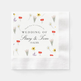 Eenvoudige Wildbloemen Hand Drawn Weduwschap Dank  Servet