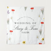 Eenvoudige Wildbloemen Hand Drawn Weduwschap Dank Wandkleed (Voorkant)