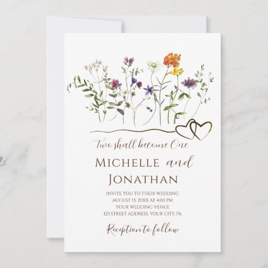 Eenvoudige Wildbloemen Tuin Bloemen Bruiloft Chris Kaart (Voorkant)