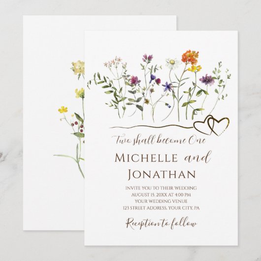 Eenvoudige Wildbloemen Tuin Bloemen Bruiloft Chris Kaart (Voorkant / Achterkant)