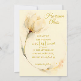Eenvoudige wilde bloem Beige Aquarel Tulp bruiloft Kaart