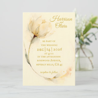 Eenvoudige wilde bloem Beige Aquarel Tulp bruiloft Kaart