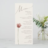 Eenvoudige Wilde Bloem | Beige Trouwdiner Menu (Staand voorkant)