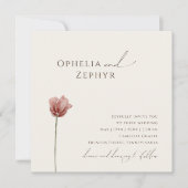 Eenvoudige Wilde Bloem | Beige Vierkante Trouwkaar Kaart (Voorkant)