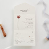 Eenvoudige wilde bloem | Beige zegel en Verzending All In One Uitnodiging