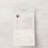 Eenvoudige wilde bloem | Beige zegel en Verzending All In One Uitnodiging (Binnen)