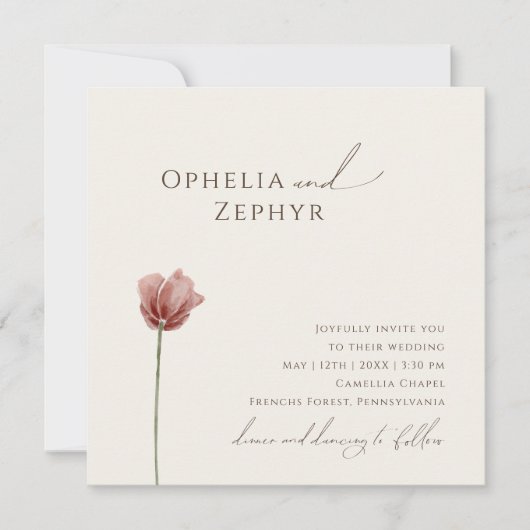 Eenvoudige wilde bloem | Berichten op het beige fo Kaart (Voorkant)