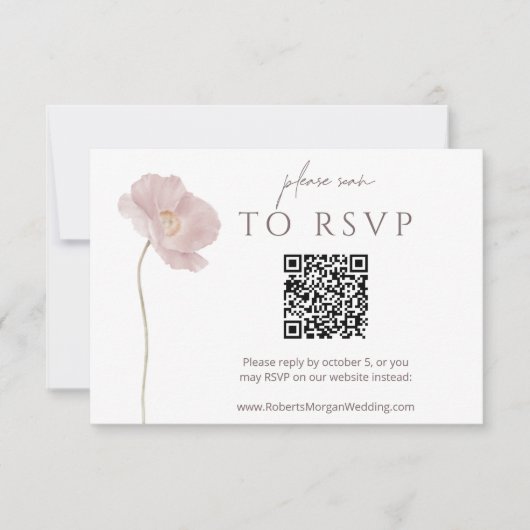Eenvoudige wilde bloem boho bruiloft RSVP met QR-c (Voorkant)
