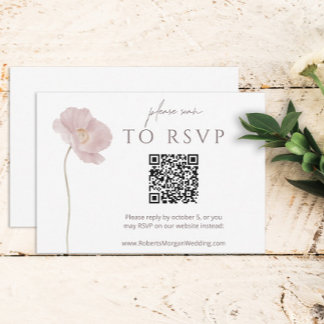 Eenvoudige wilde bloem boho bruiloft RSVP met QR-c Kaartje