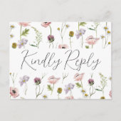 Eenvoudige wilde bloem Boho tuin bruiloft RSVP Uitnodiging Briefkaart (Voorkant)