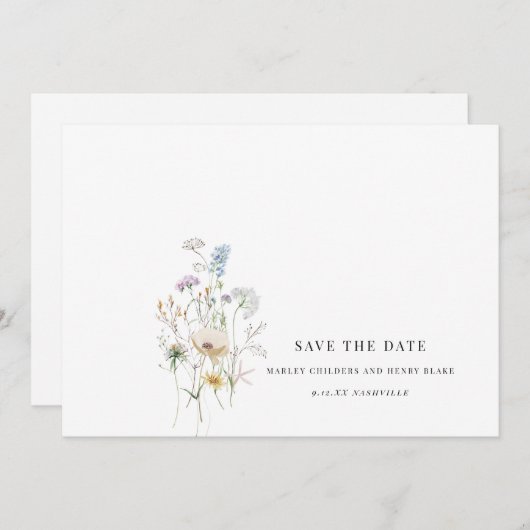 Eenvoudige Wilde Bloem Bruiloft Bloemstuk Save the Save The Date (Voorkant / Achterkant)