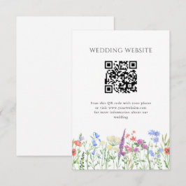 Eenvoudige Wilde Bloem QR Code Trouwdag Informatiekaartje