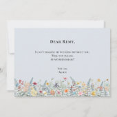 Eenvoudige wilde bloem stoffige blauwe bruidsmeisj kaart (Achterkant)