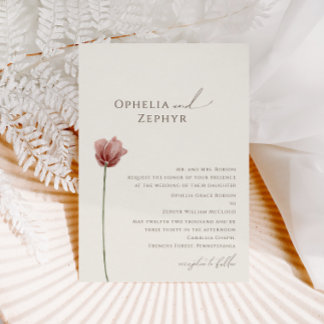 Eenvoudige wilde bloem | Traditionele beige bruilo Kaart