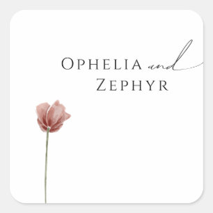 Eenvoudige wilde bloem trouwensegels voor envelo vierkante sticker