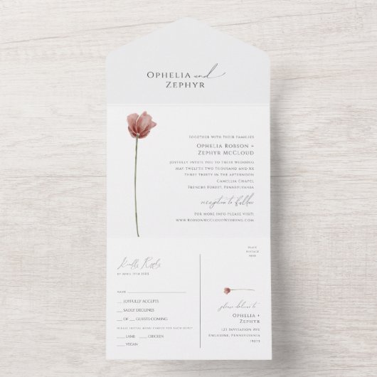 Eenvoudige wilde bloem | Verzegeling en Verzending All In One Uitnodiging (Binnen)
