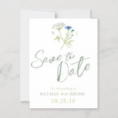 Eenvoudige wilde bloem wit groen opslaan van de da magnetische uitnodiging (Voorkant)