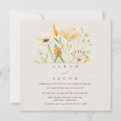 Eenvoudige wilde bloemen botanische bruiloft kaart (Voorkant)