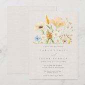 Eenvoudige wilde bloemen botanische bruiloft kaart (Voorkant / Achterkant)