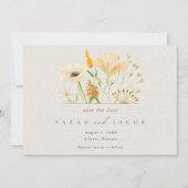 Eenvoudige wilde bloemen botanische bruiloft save the date (Voorkant)
