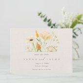 Eenvoudige wilde bloemen botanische bruiloft save the date (Staand voorkant)