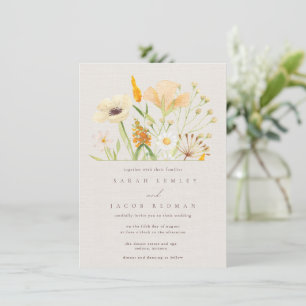 Eenvoudige Wilde Bloemen Botanische Trouwdag Kaart