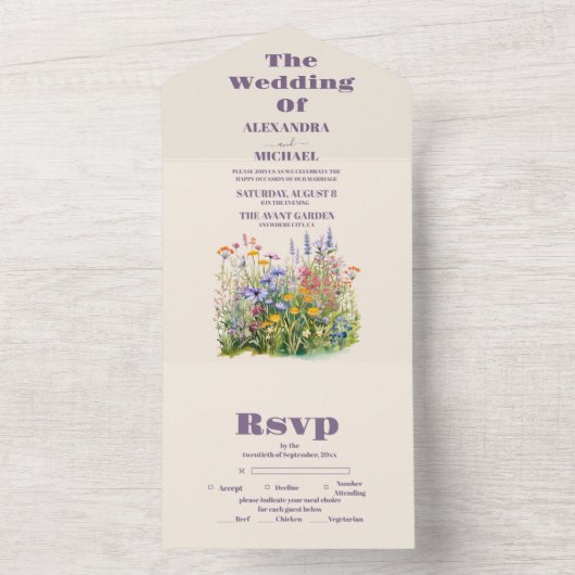 Eenvoudige wilde bloemen Botanische tuinbouw All In One Uitnodiging (Binnen)