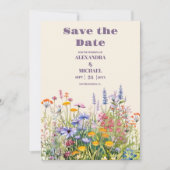 Eenvoudige wilde bloemen Botanische tuinbouw Save The Date (Voorkant)
