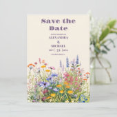 Eenvoudige wilde bloemen Botanische tuinbouw Save The Date (Staand voorkant)