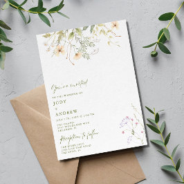 Eenvoudige Wilde Bloemen Bruiloft Kaart