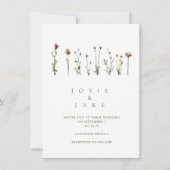 Eenvoudige wilde bloemen bruiloft uitnodiging (Voorkant)