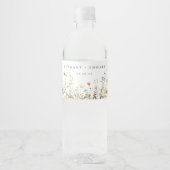 Eenvoudige Wilde Bloemen Bruiloft Waterfles Etiket (Voorkant)