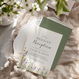 Eenvoudige wilde bloemen bruiloftsreceptie alleen kaart