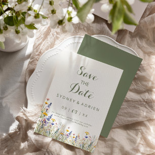 Eenvoudige Wilde Bloemen Trouw Save The Date