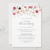 Eenvoudige Wildflower 50ste bruiloft Jubileum Kaart (Voorkant)