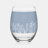 Eenvoudige Wildflower Bloemen Elke kleur Bruiloft  Wijnglas Zonder Voet (Achterkant)