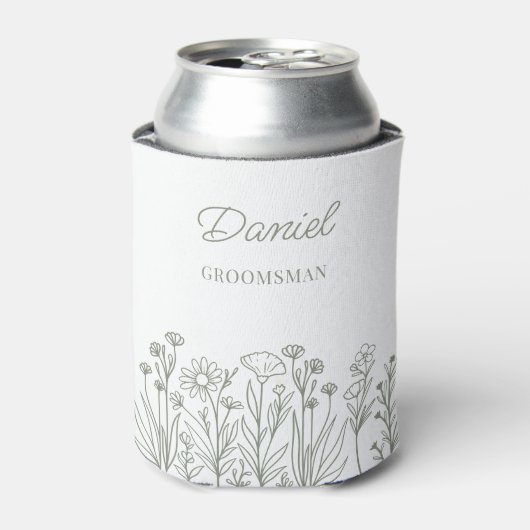 Eenvoudige Wildflower Bloemen Elke Kleur Groomsman Blikjeskoeler (Blikje Voorkant)