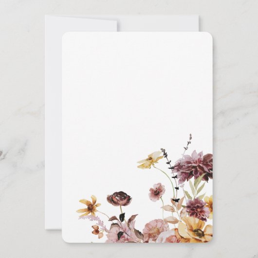 Eenvoudige Wildflower Bloemen Meisje Doop Kaart (Achterkant)