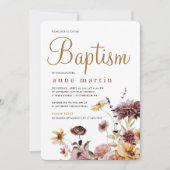 Eenvoudige Wildflower Bloemen Meisje Doop Kaart (Voorkant)